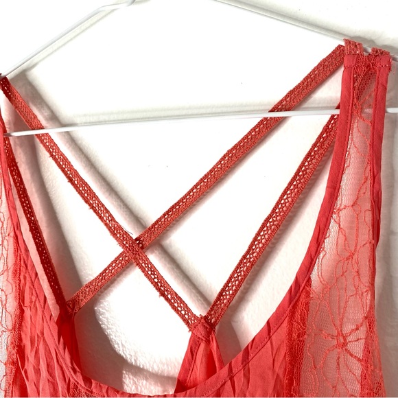 freebird Coral Peach Strappy Lace Tank Top - Picture 4 of 8